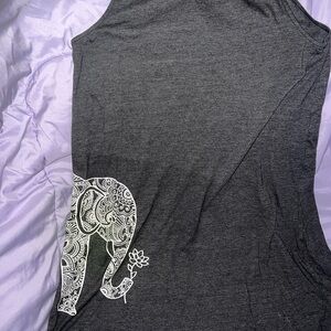 Gray Sleeveless Dress with White Elephant Design